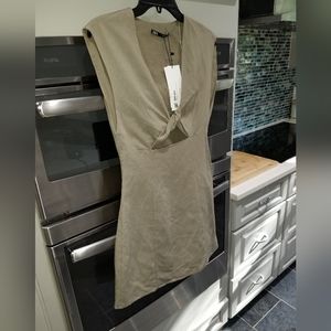 NWT ZARA olive green mini dress cutout in the bodice. Size small